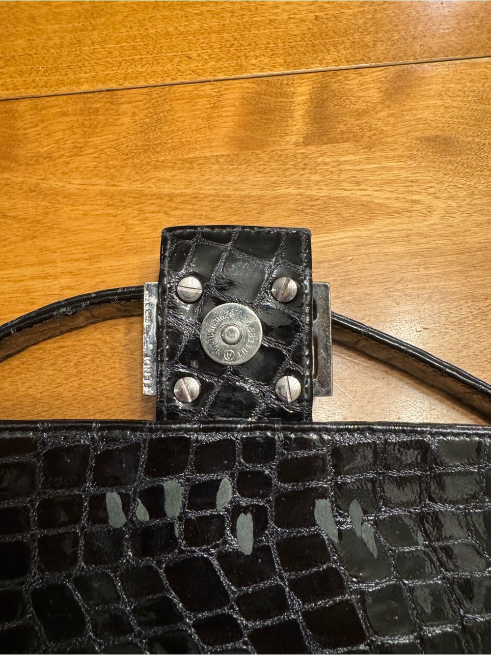 Vintage Fendi Black Crocodile Baguette Shoulder Bag with Silver Buckle - Picture 7 of 13